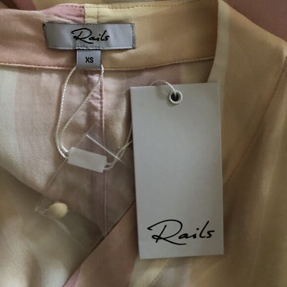 Rails NWT Women's Pacific Stripe Thea Tie Front Short Sleeve Top Size XS - Picture 6 of 12